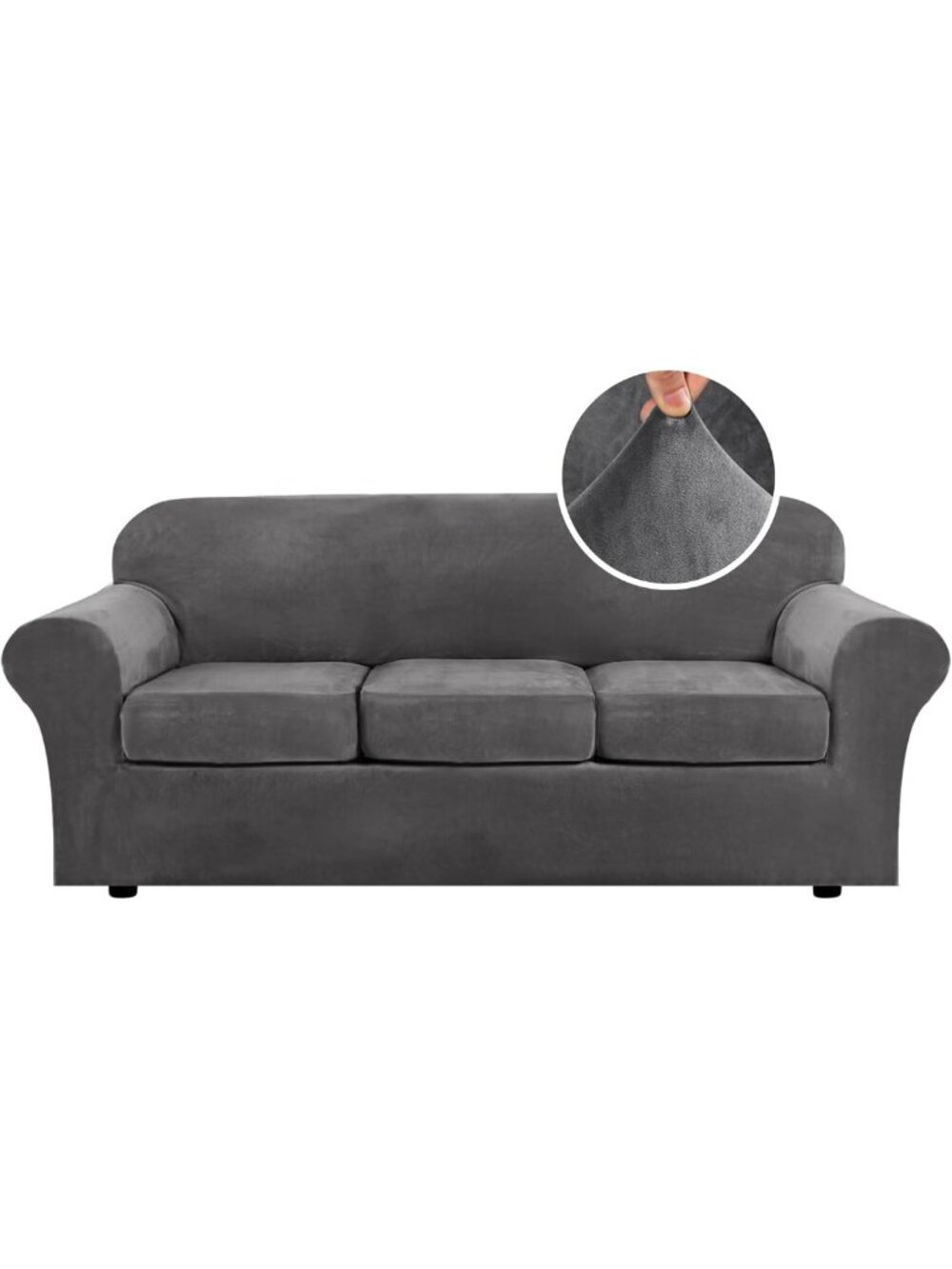 H.VERSAILTEX 4 Pieces Thick Velvet Sofa Covers Couch Covers for 3 Cushion Couch